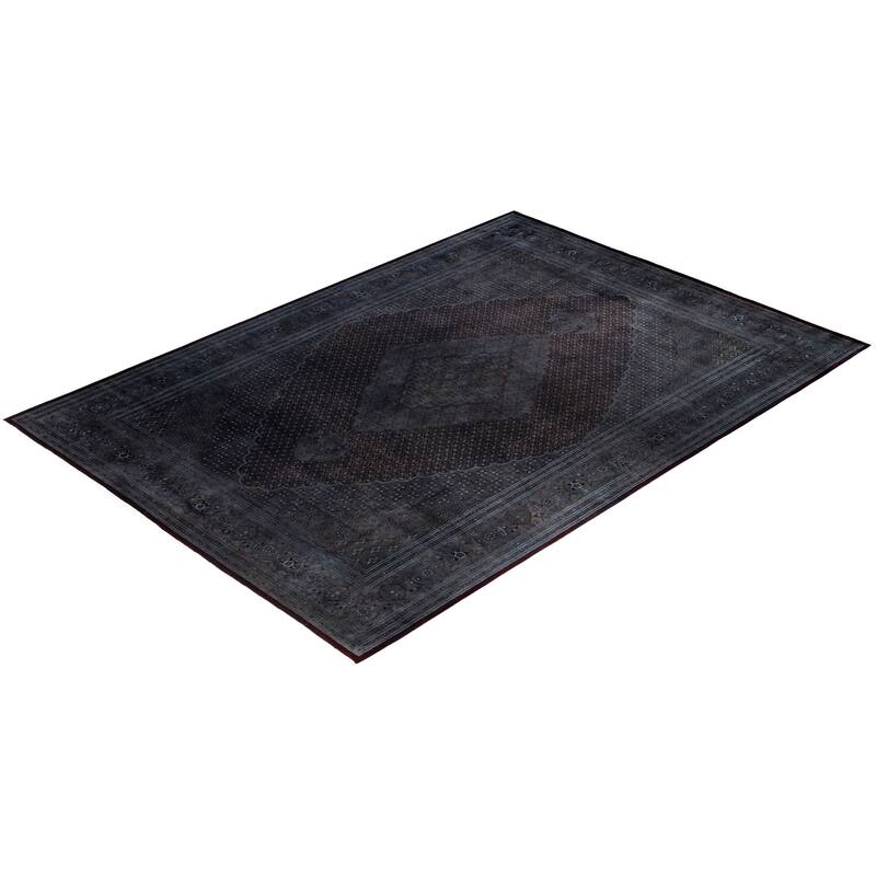 Overdyed One-of-a-Kind Hand-Knotted Area Rug - Black - 10' 2" x 14' 6"