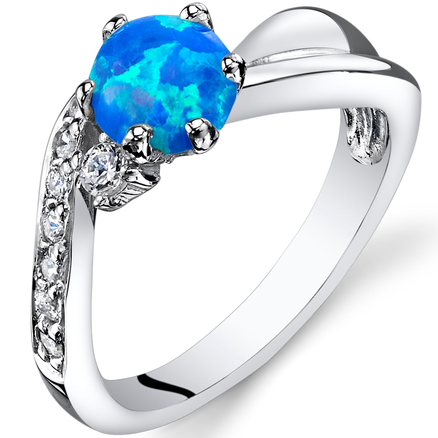 Oravo Sterling Silver 0.5 ct Blue Opal Ring