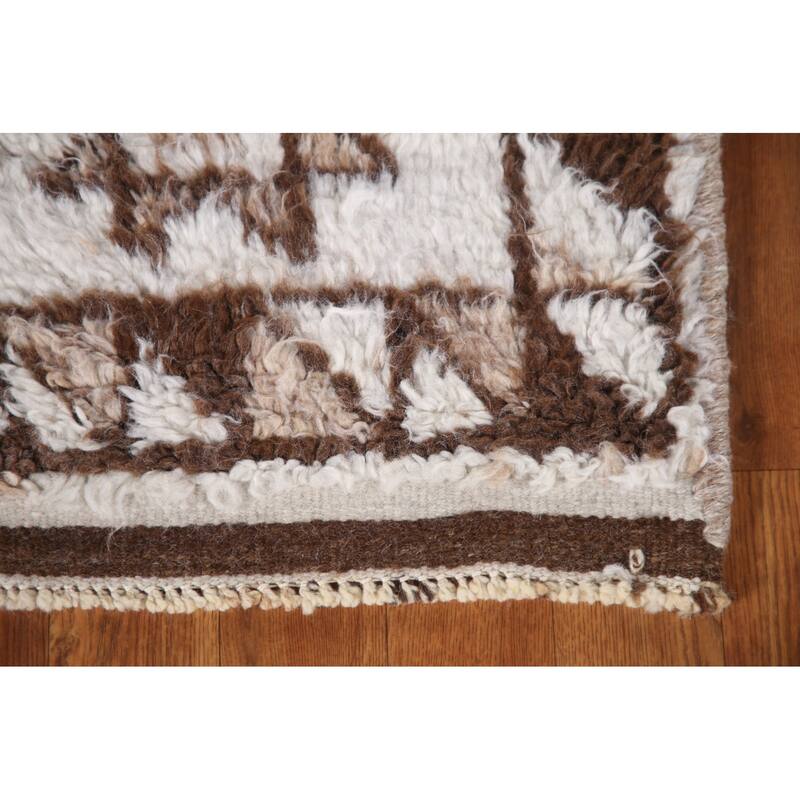 Natural Dye Geometric Anatolian Runner Rug Hand-knotted Wool Carpet - 3'0"x 12'6"