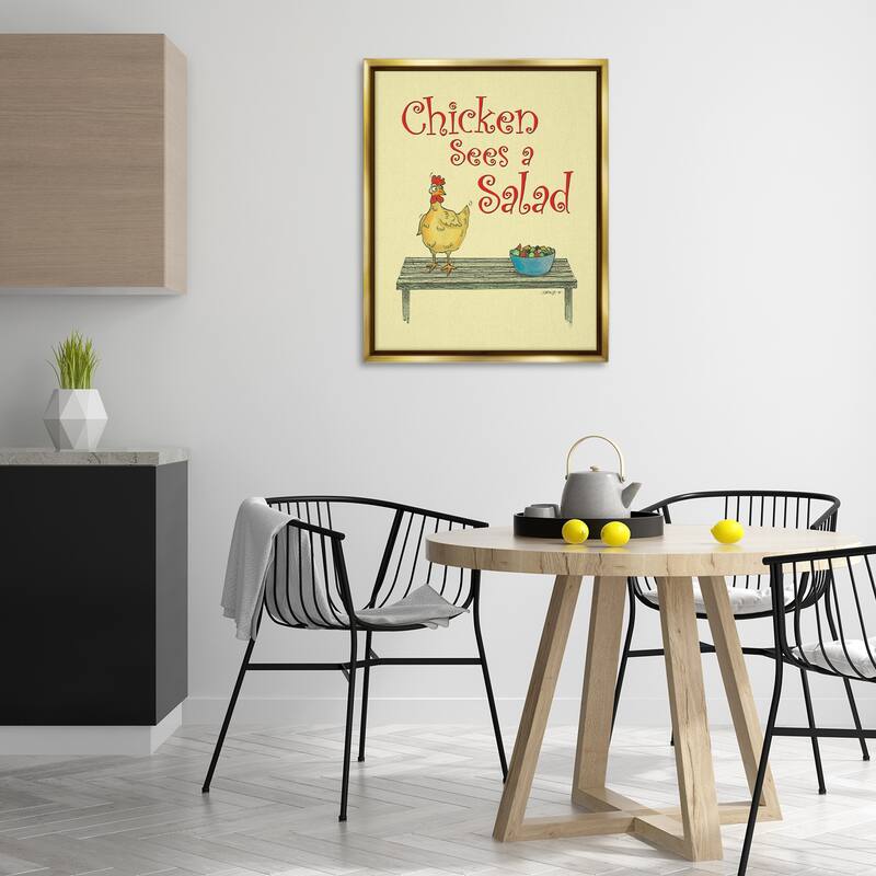 Stupell Chicken Salad Vintage Pun Framed Floater Canvas Wall Art Design By Roger Straub