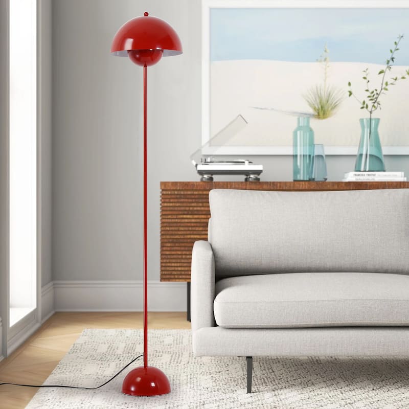 Industrial Metal Shade White/Black/Gold Floor Lamp with Foot Switch Modern Tall Standing Lamp for Living Room