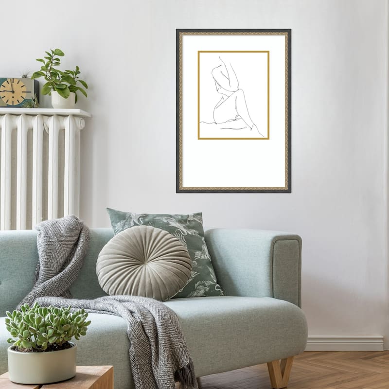 Nude Contour Sketch No. 1 by Ethan Harper Wood Framed Wall Art Print