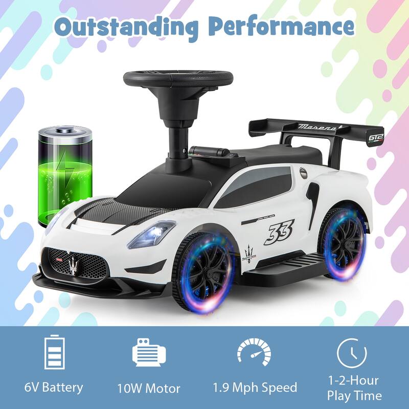 Gymax Electric Kids Ride on Push Car Maserati Licensed Foot to Floor