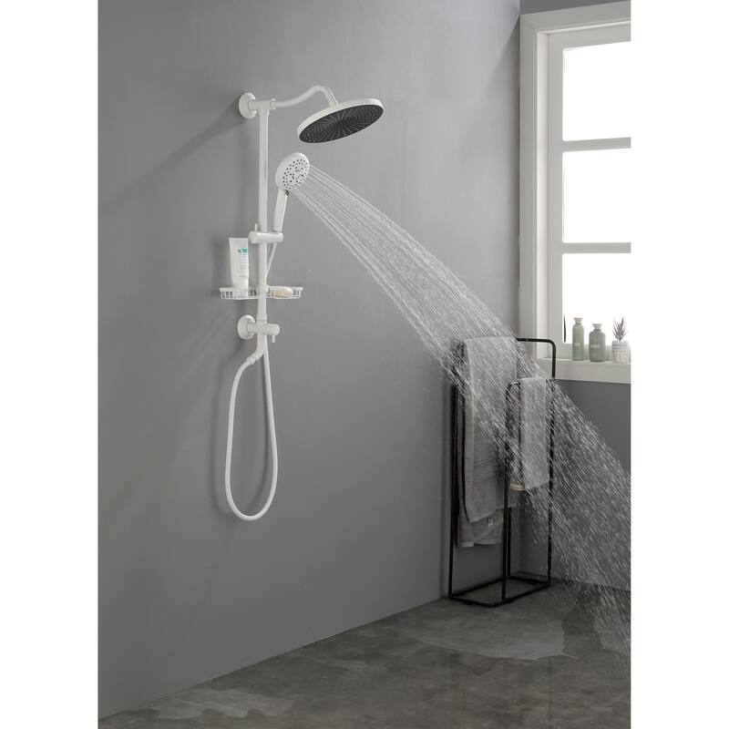 ShowerSpas Shower System, with 10" Rain Showerhead, 4-Function Hand Shower, Adjustable Slide Bar and Soap Dish