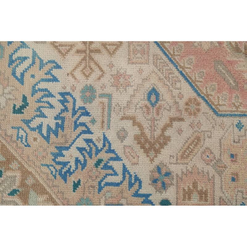 Pink Geometric Tabriz Persian Vintage Area Rug Handmade Wool Carpet - 8'0"x 11'5"