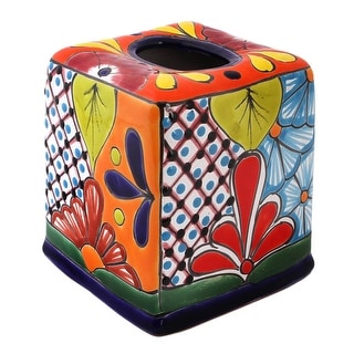 Vintage BoHo Ceramic Kleenex Tissue Box Cover Pink Green Flowers Bumble Bee