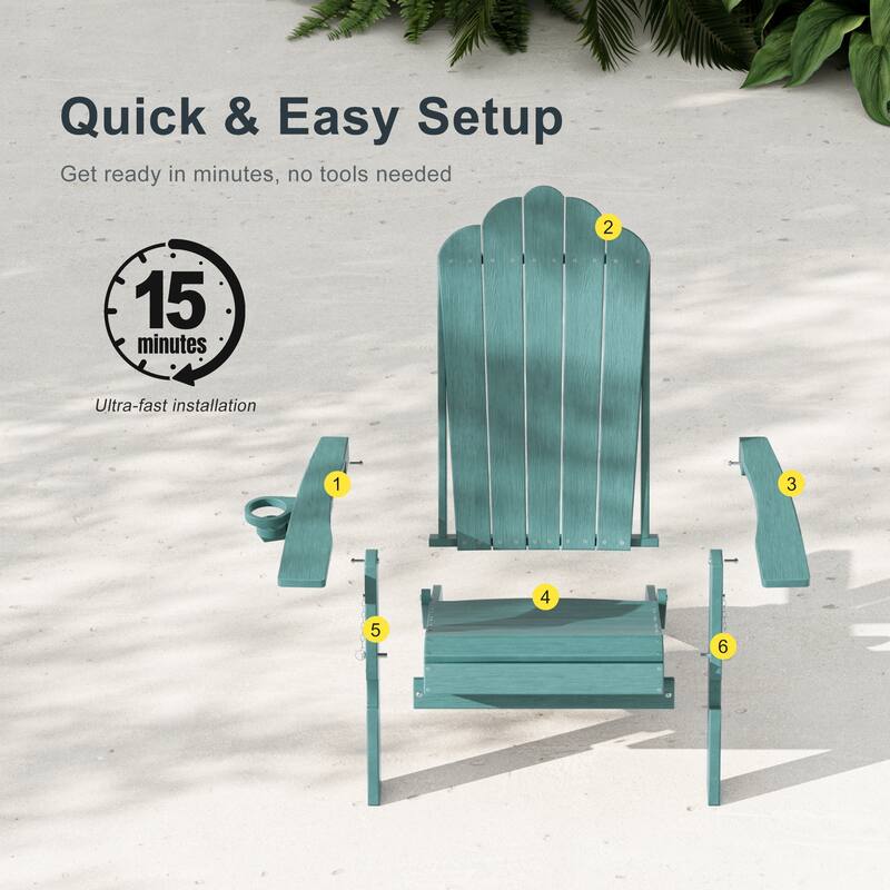 HDPE All-Weather Folding Adirondack Chair with Cup Holder