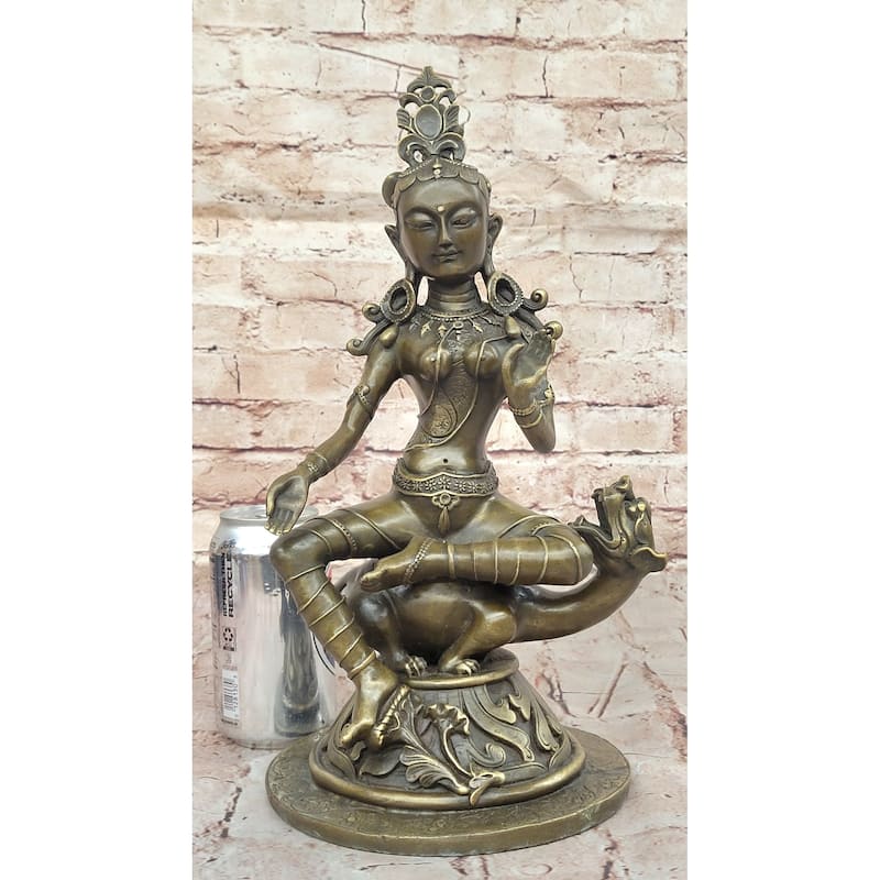 Bronze Statue Of Seated Goddess Tara In Traditional Tibetan Style - Intricate Buddhist Deity Sculpture