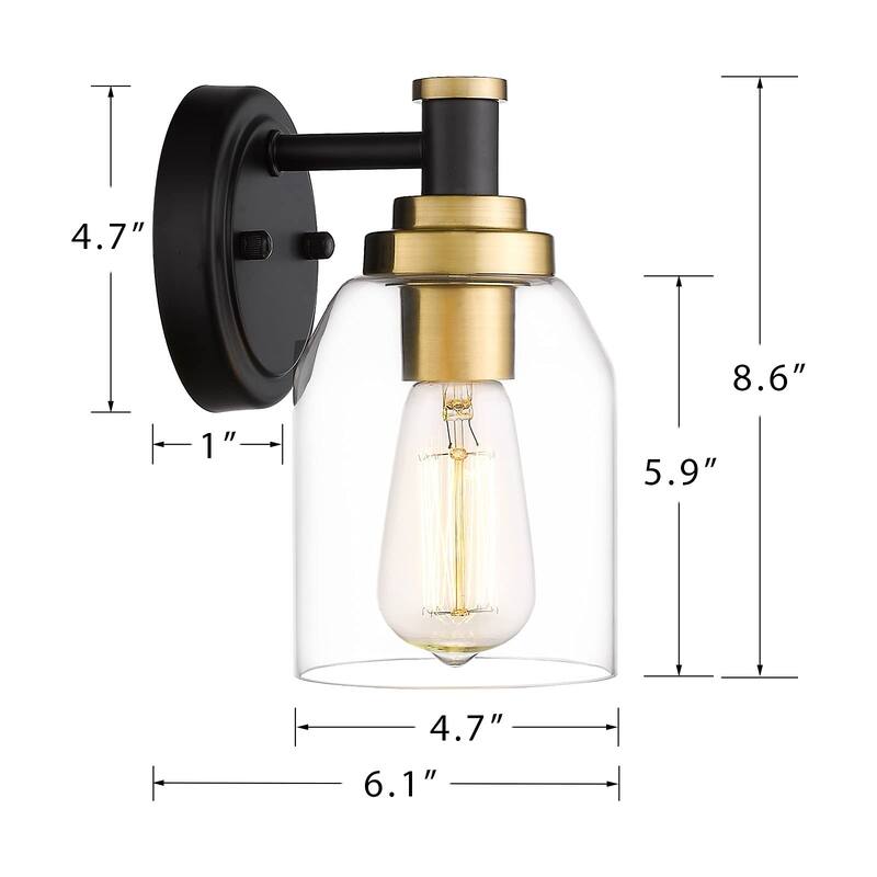 1-Light Vintage Wall UP/DOWN Sconces with Clear Glass Shade