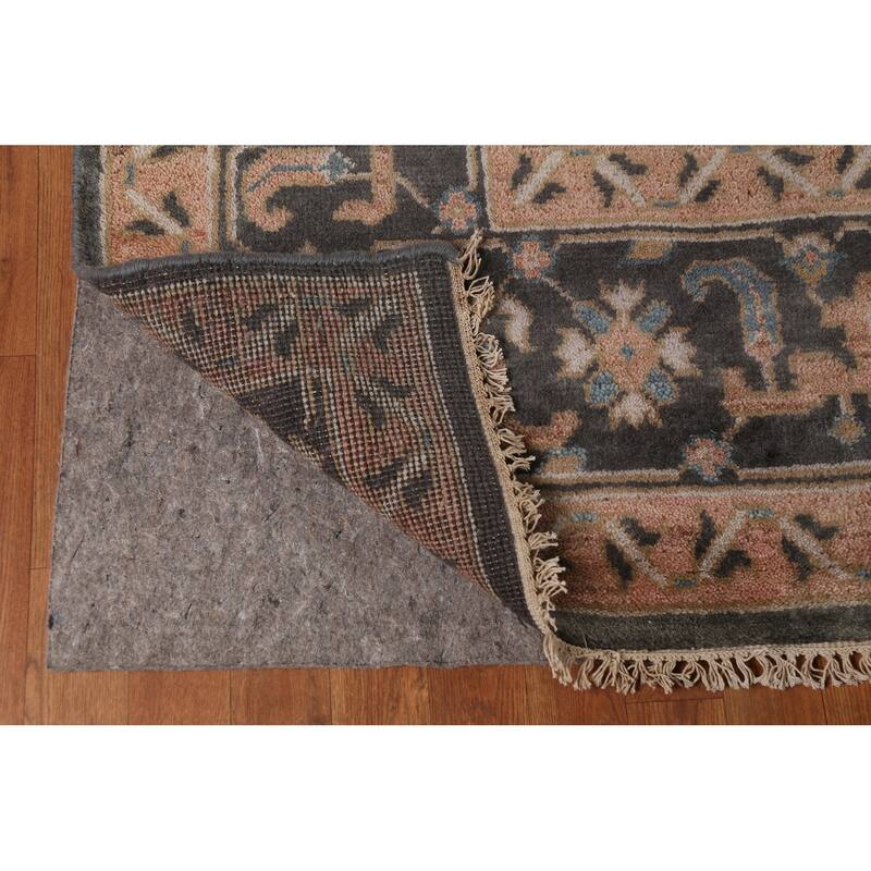 All-Over Floral Oushak Indian Area Rug Hand-Knotted Wool Carpet - 9'1" x 11'8"