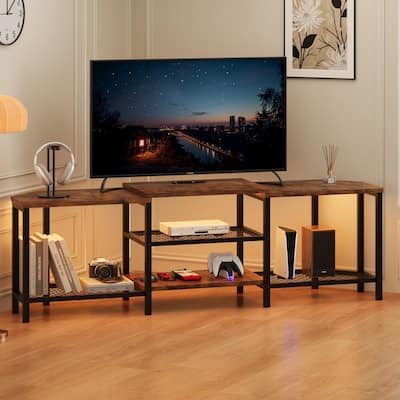 67 Inch Large TV Stand with LED Lights for 55/65/75 Inch TV
