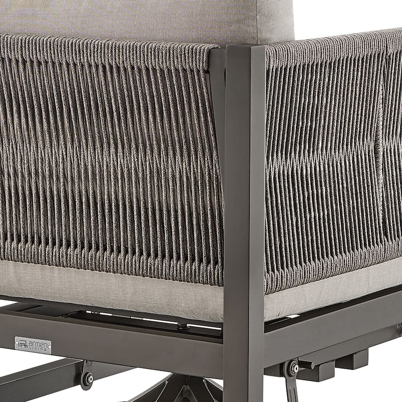Cuffay Modern Aluminum and Rope Outdoor Patio Swivel Glider Chair