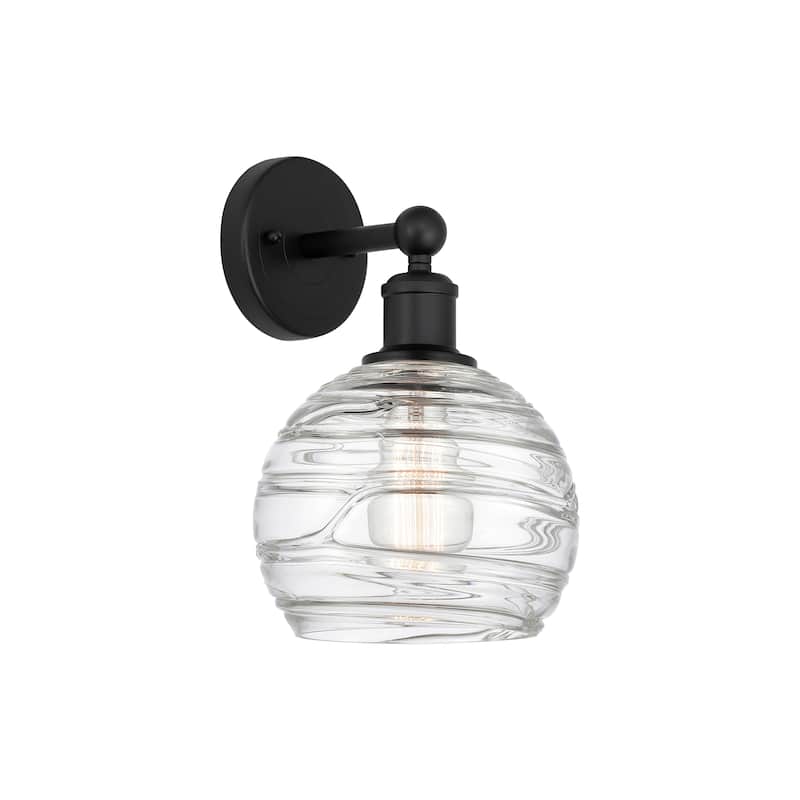 Innovations Lighting Athens Deco Swirl - 1 Light 8" Sconce - Matte Black/Clear Deco Swirl