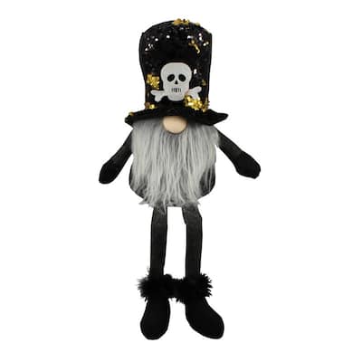 20" Sitting Halloween Gnome Reversible Sequin Color Black/Gold