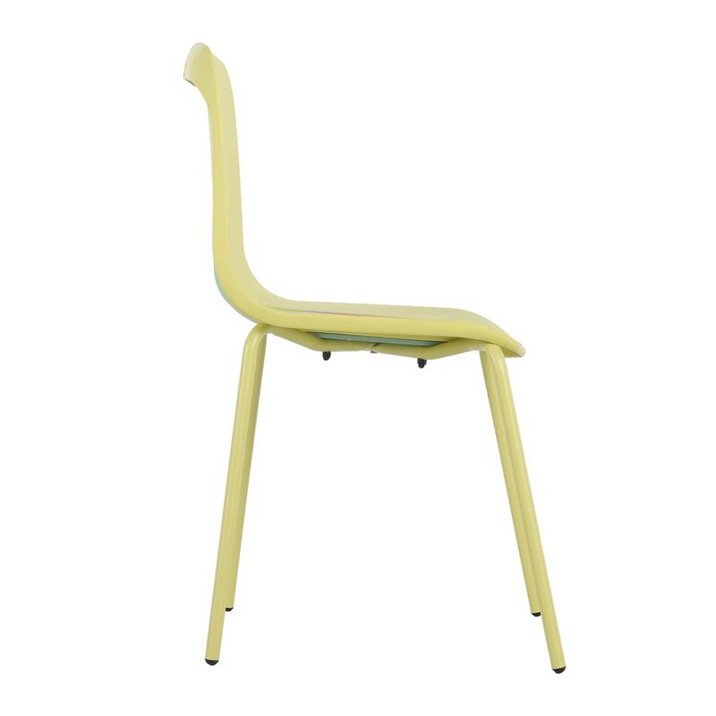 Modern Striped Chairs w/ PP Seats & Metal Legs, Indoor/Outdoor, 4-Pack