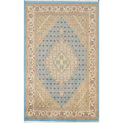 Wool/ Silk Vegetable Dye Oriental Tabriz Mahi Area Rug Hand-knotted - 4'1" x 6'2"