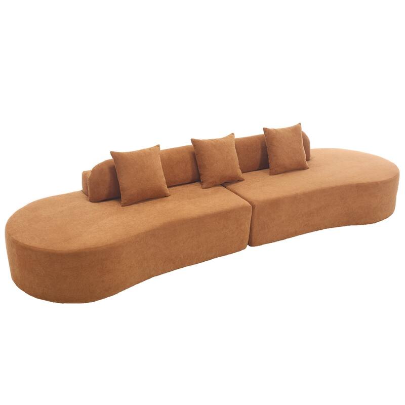 Modern Curved Fabric Sectional Sofa with Pillows for Living Room