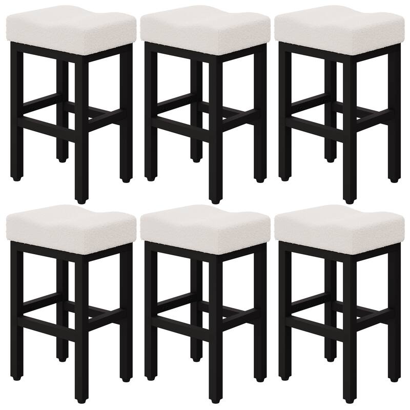 XINMICS Bar Stools, 27 Inches Modern Counter Height Bar Stools, Metal Legs Backless Upholstered Saddle Stool Chair