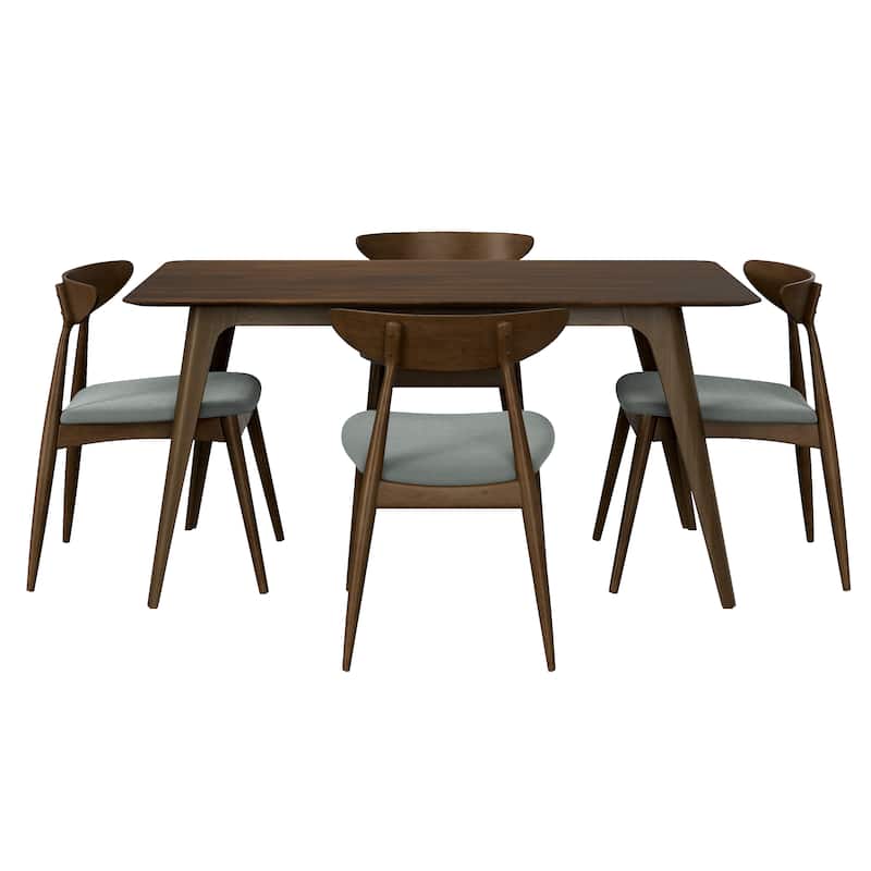 Christopher Knight Home - Lincoln Rubberwood 5 Piece Dining Set with Faux-Wood Top and Ergonomic Chair Support