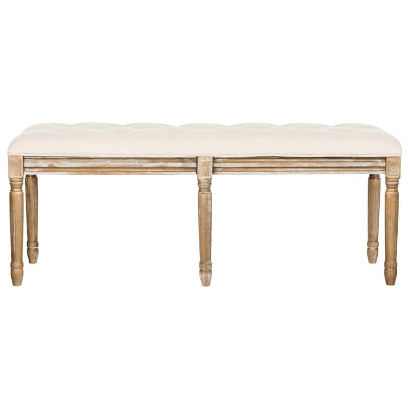 SAFAVIEH Lynnette French Brasserie Tufted Wood Bench - 47.3" x 17.5" x 19" - 47Wx18Dx19H