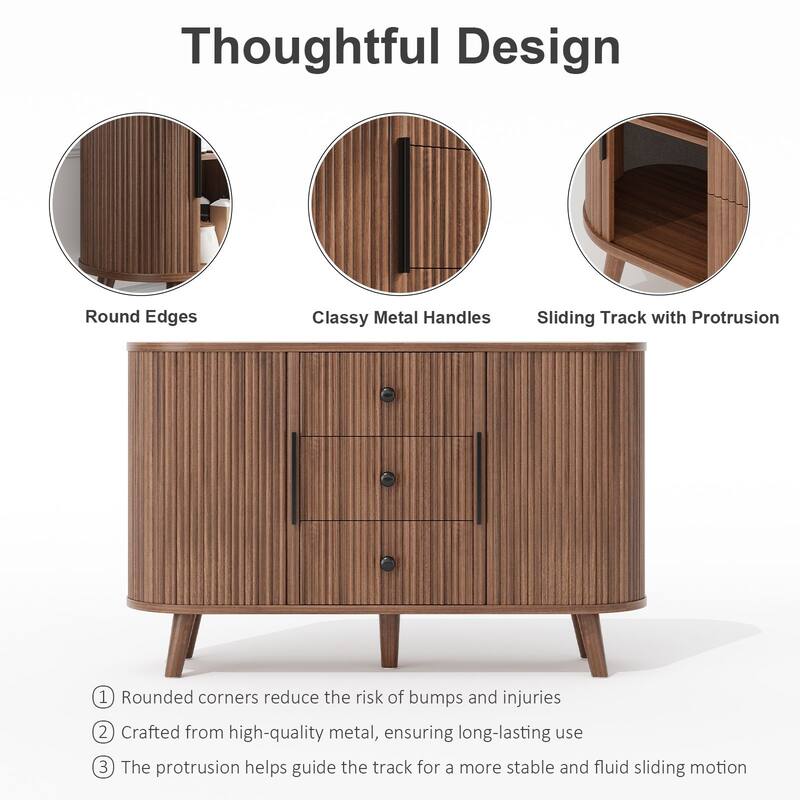 Meyreso Fluted Sideboard Buffet Cabinet with Storage