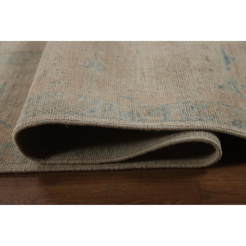 Vegetable Dye Floral Oushak Turkish Large Rug Hand-Knotted Wool Carpet - 9'10"x 14'0"