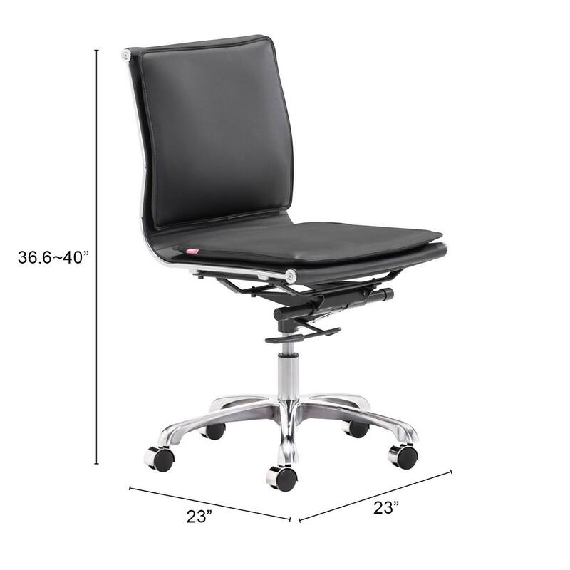 Dream Plus Armless Office Chair Black - 23L x 23W x 36.6-40H