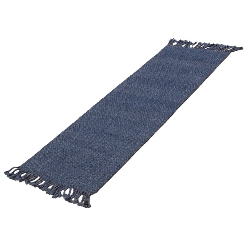 ECARPETGALLERY Braid weave Sienna Blue Wool Rug - 2'5 x 7'7