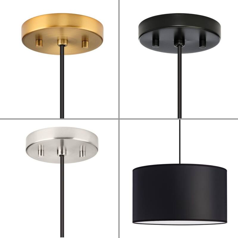 Markor Collection Three-Light Black Parchment Shade Transitional Pendant - 18.12 in x 18.12 in x 10 in