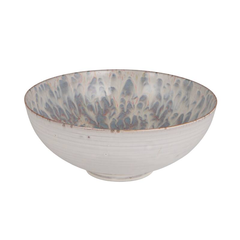 Stoneware Serving Bowl in Reactive Glaze - Blue;White