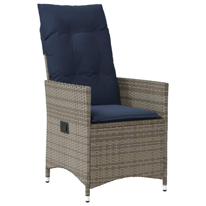 vidaXL Garden Sofa Set with Cushions Gray Poly Rattan - 22 x 23.2 x 36.2