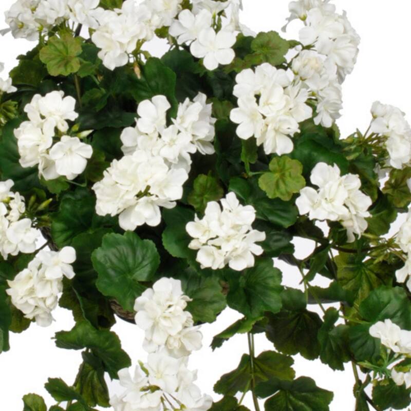 Faux White Geranium Hanging Basket