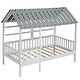 preview thumbnail 14 of 13, Twin Size Wood House Bed with 2-Tier Storage Shelves,House-shaped Design Kids Bed Frame