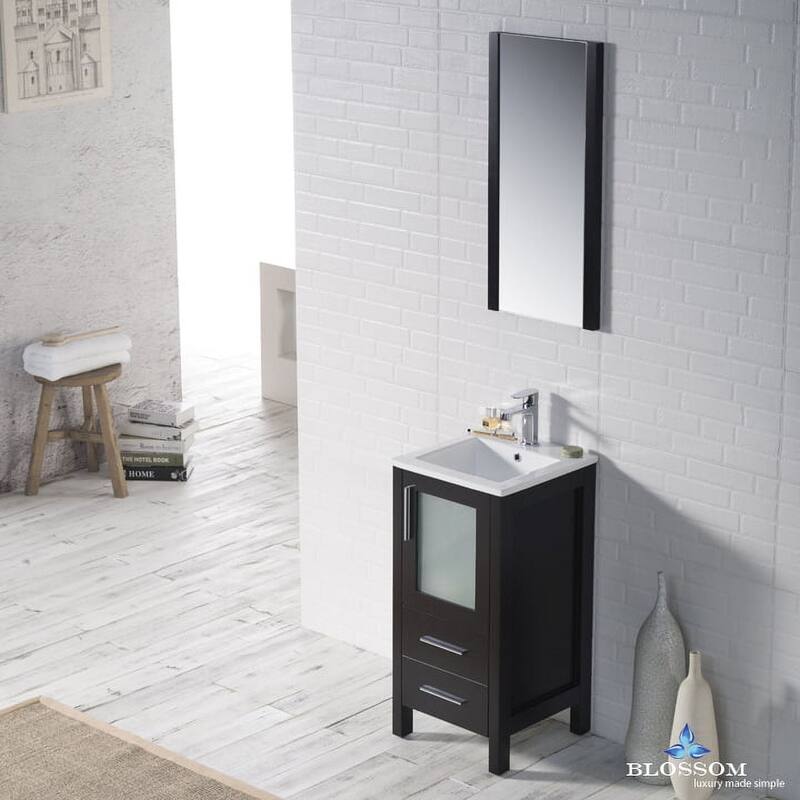 Blossom 16" Bathroom Vanity with Ceramic Sink and Matching Mirror