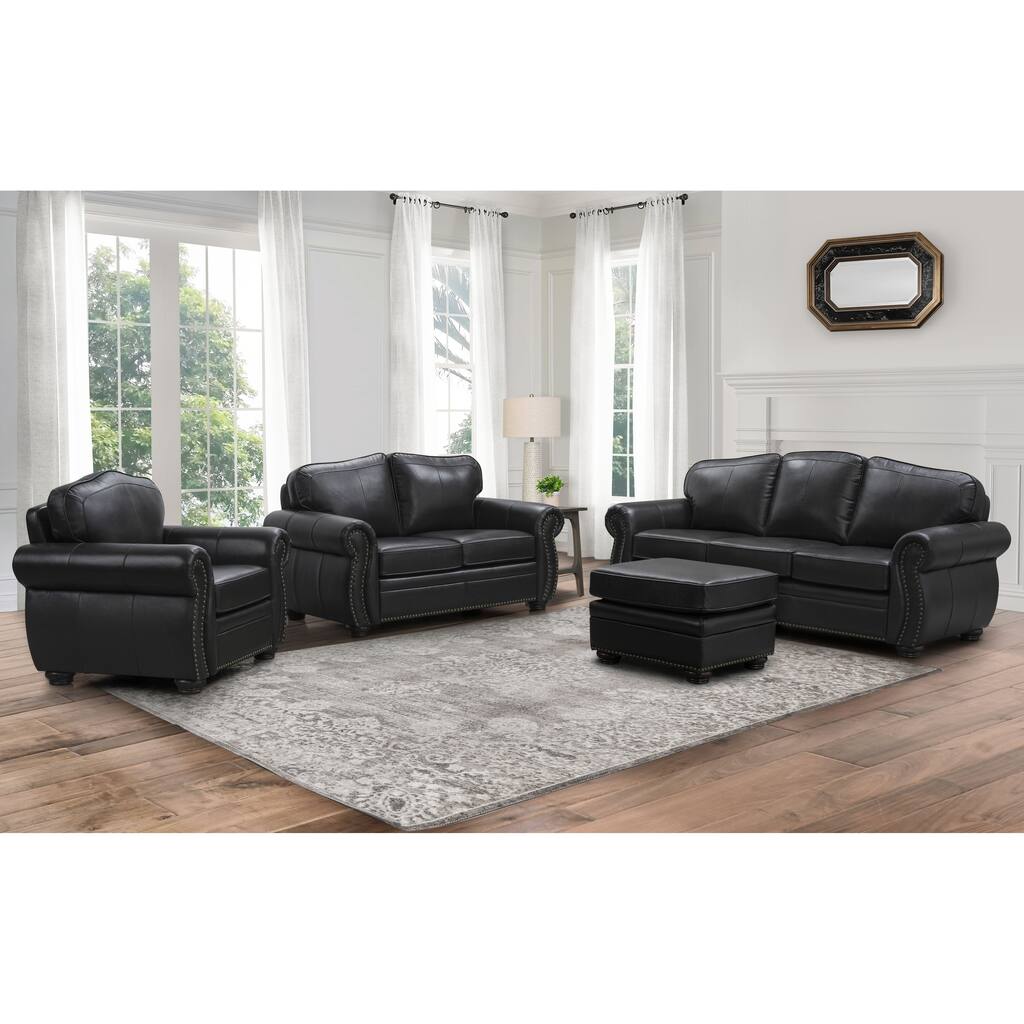 Abbyson Richfield Top Grain Leather 4-piece Living Room Furniture Set