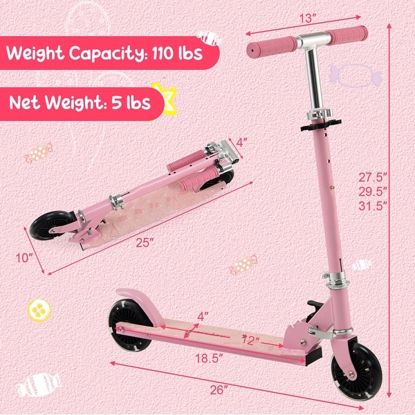 Folding Kick Scooter with 3 Adjustable Heights for Kids - 26" x 13"x 31.5"(L x W x H)