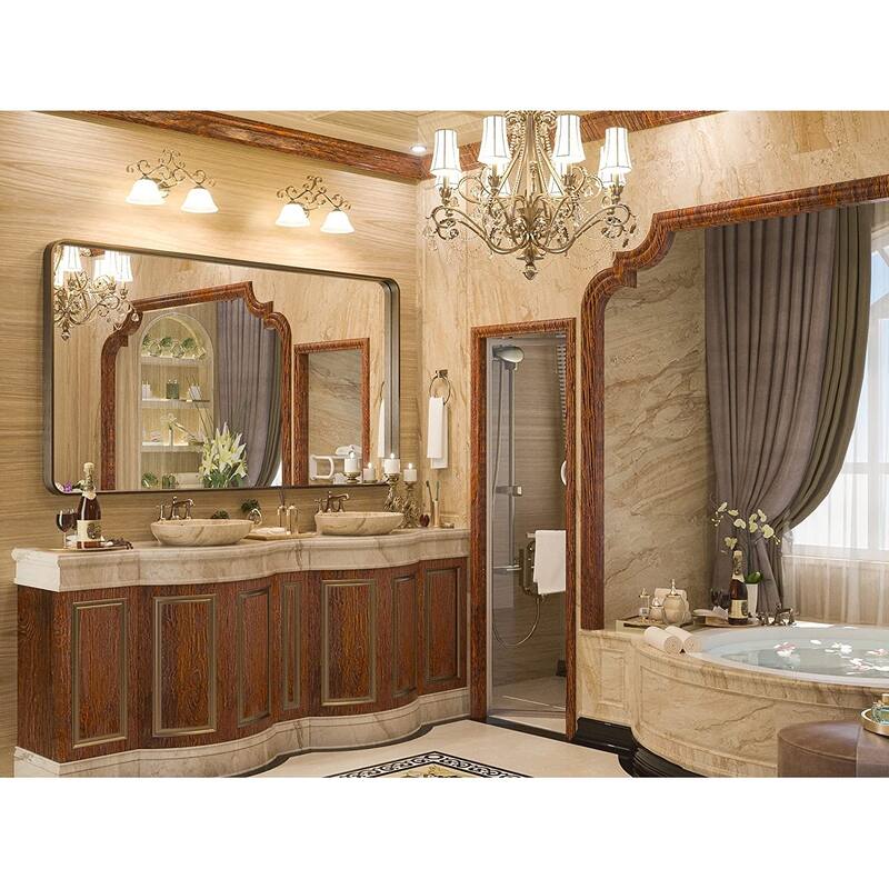 TETOTE Modern Metal Frame Wall Mounted Hanging Bathroom Vanity Mirror