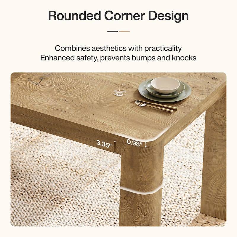 78.7-Inch Long Dining Table for 6-8, Farmhouse & Rounded Edges