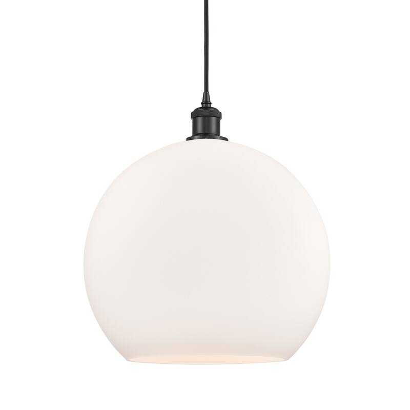 Innovations Lighting 516-1P-18-14 Athens Pendant Athens 14" Wide - Matte Black / Matte White
