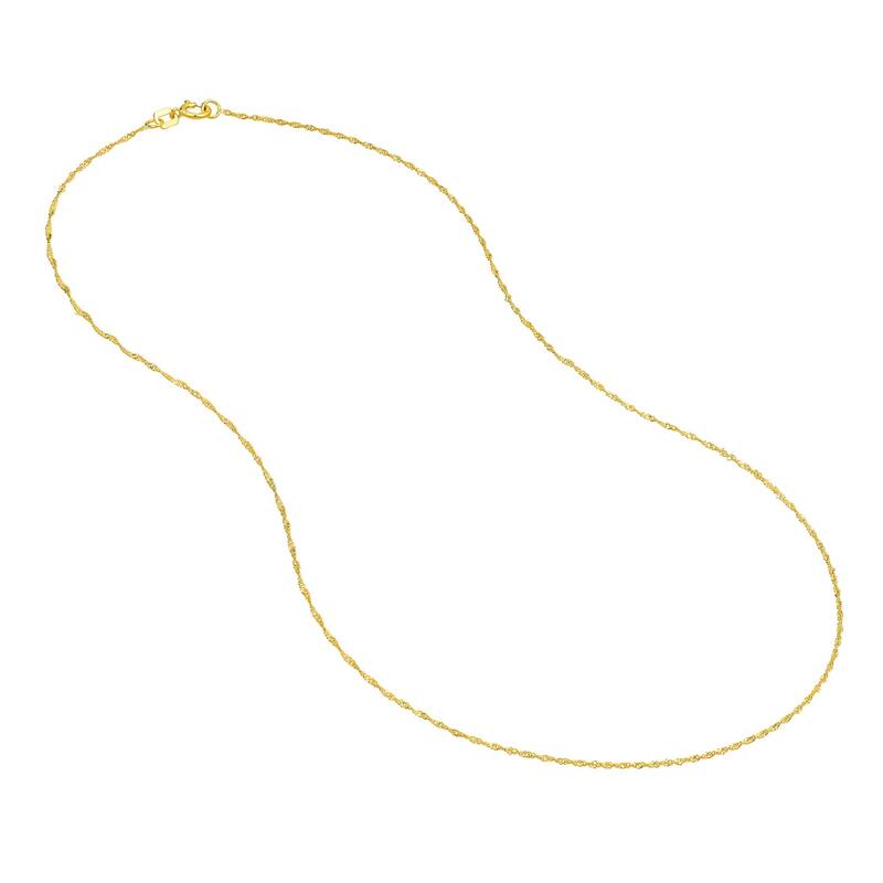 Curata 14k Yellow Gold 1mm Singapore Chain Necklace (Spring Ring)