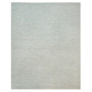 Shahbanu Rugs Platinum Gray Plain and Simple Wool Hand Woven Flat Weave ...