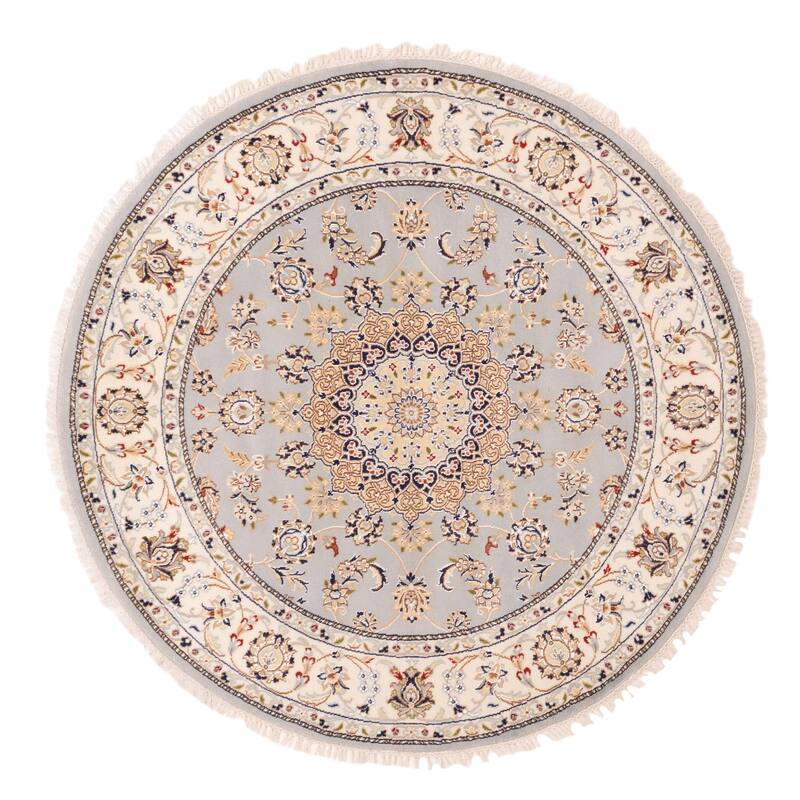 ECARPETGALLERY Hand-knotted Nain Grey Silk, Wool Rug - 5'2 x 5'2