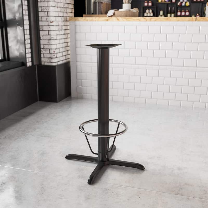 33" x 33" Restaurant Table X-Base with 4" Dia. Bar Height Column & Foot Ring