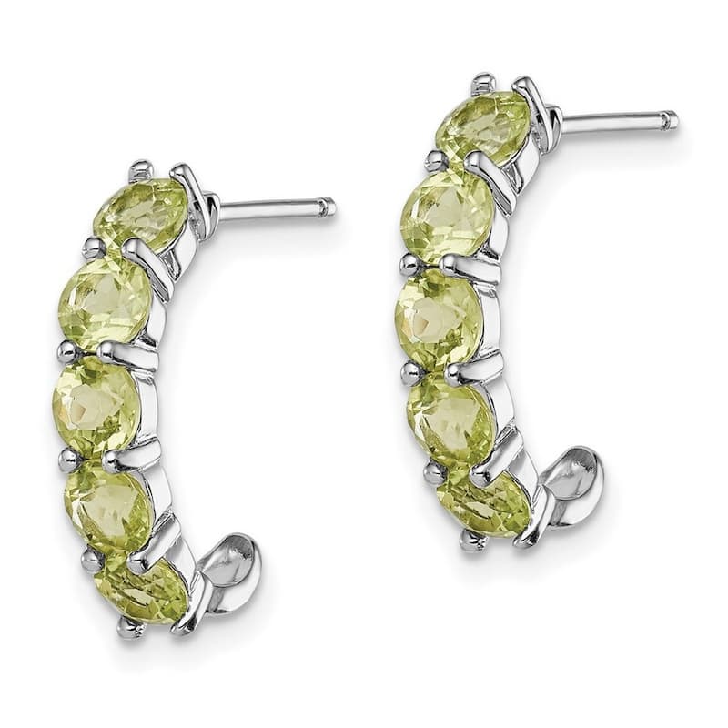 Curata 925 Sterling Silver Peridot J hoop Earrings 19x5mm