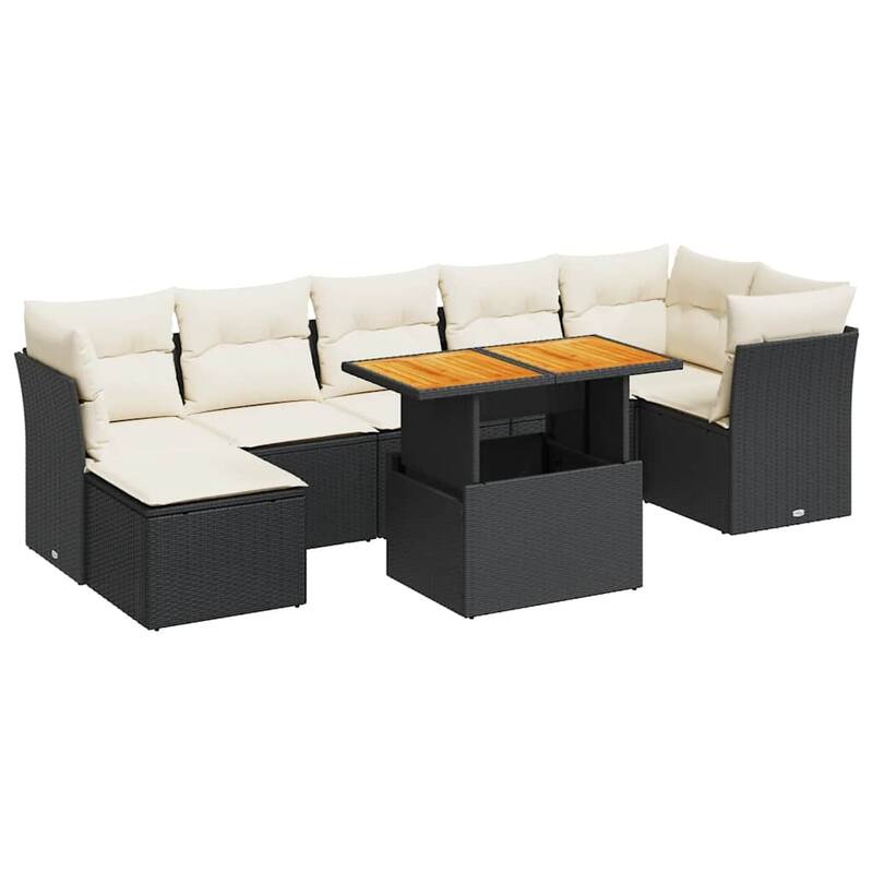 vidaXL Patio Sofa Set with Cushions Sofa Modules and Table 8 Piece Poly Rattan - 21.7 x 39.4 x 28.7
