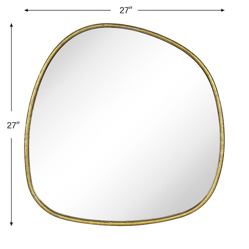 TEHOME Asymmetrical Irregular Shaped Mirror Antiqued Gold Asymmetrical Accent Mirror Irregular Bathroom Wall Mirror 27" x 27"