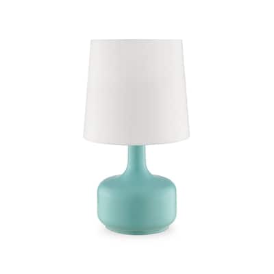 Metal Touch Table Lamp with White Linen Empire Shade - 10” x 10” x 17.25” (D x W x H)