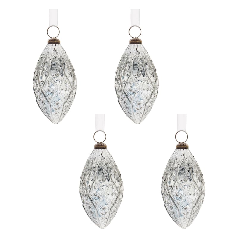 Clear Ornamental Glass Ornament (Set of 4)