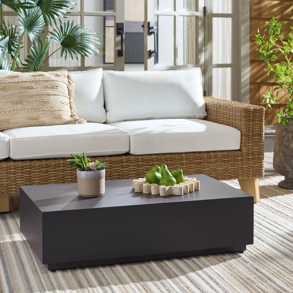 SAFAVIEH Outdoor Patio Furniture Tina Rectangle Coffee Table, Modern Low Profile Table for Indoor and Outdoor Use