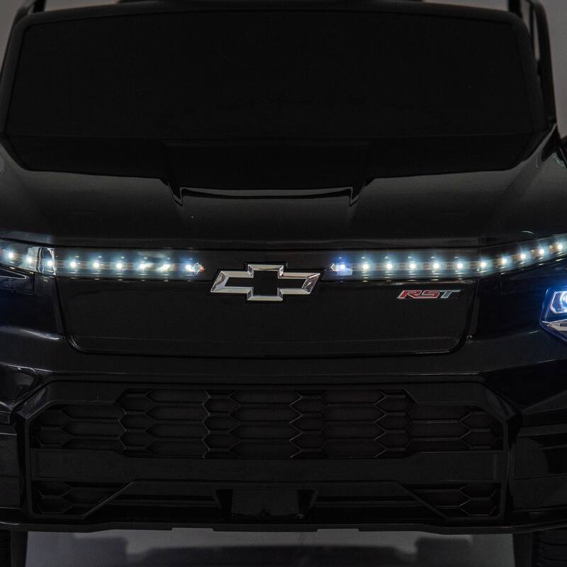 24V Licensed Chevrolet Silverado EV Ride-On Car for Kids with Slow Start, LED Lights, Bluetooth, USB, MP3, and Remote Control